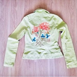 Single Owner Collection Light Green Jacket  Embroidered Flowers